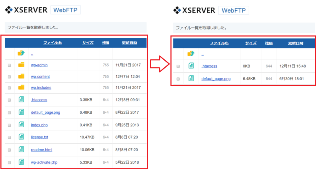 エックスサーバーでWordPressを削除する手順7