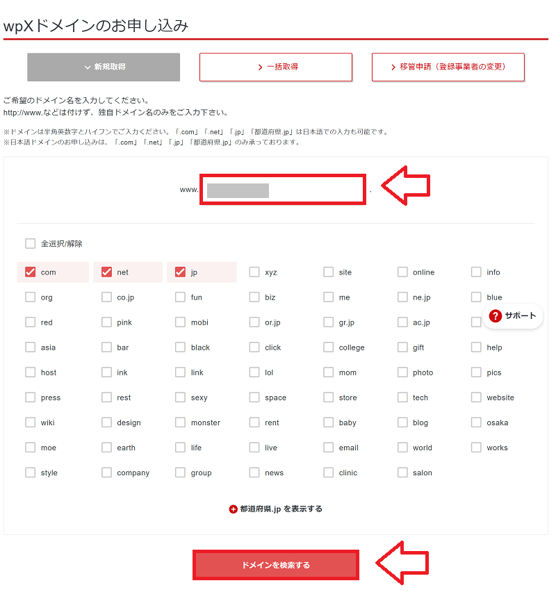 シンレンタルサーバードメインの取得手順2