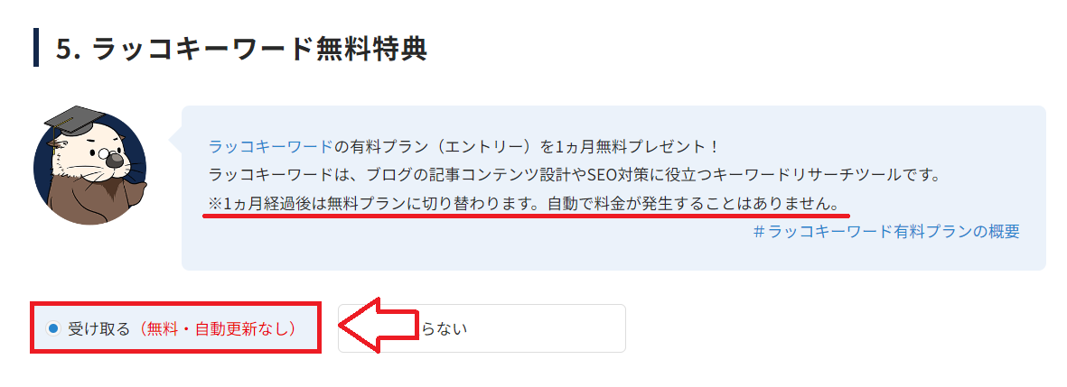 ラッコサーバー申込み契約の手順14